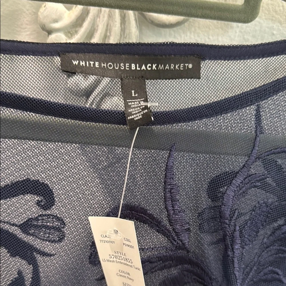 Elegant Navy Sheer Blouse - Picture 3 of 10